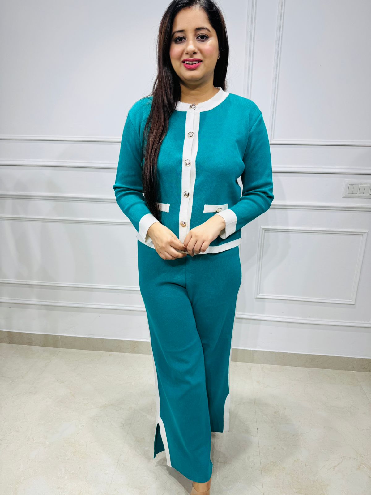 Teal | Luxe Button-Front Coord Set