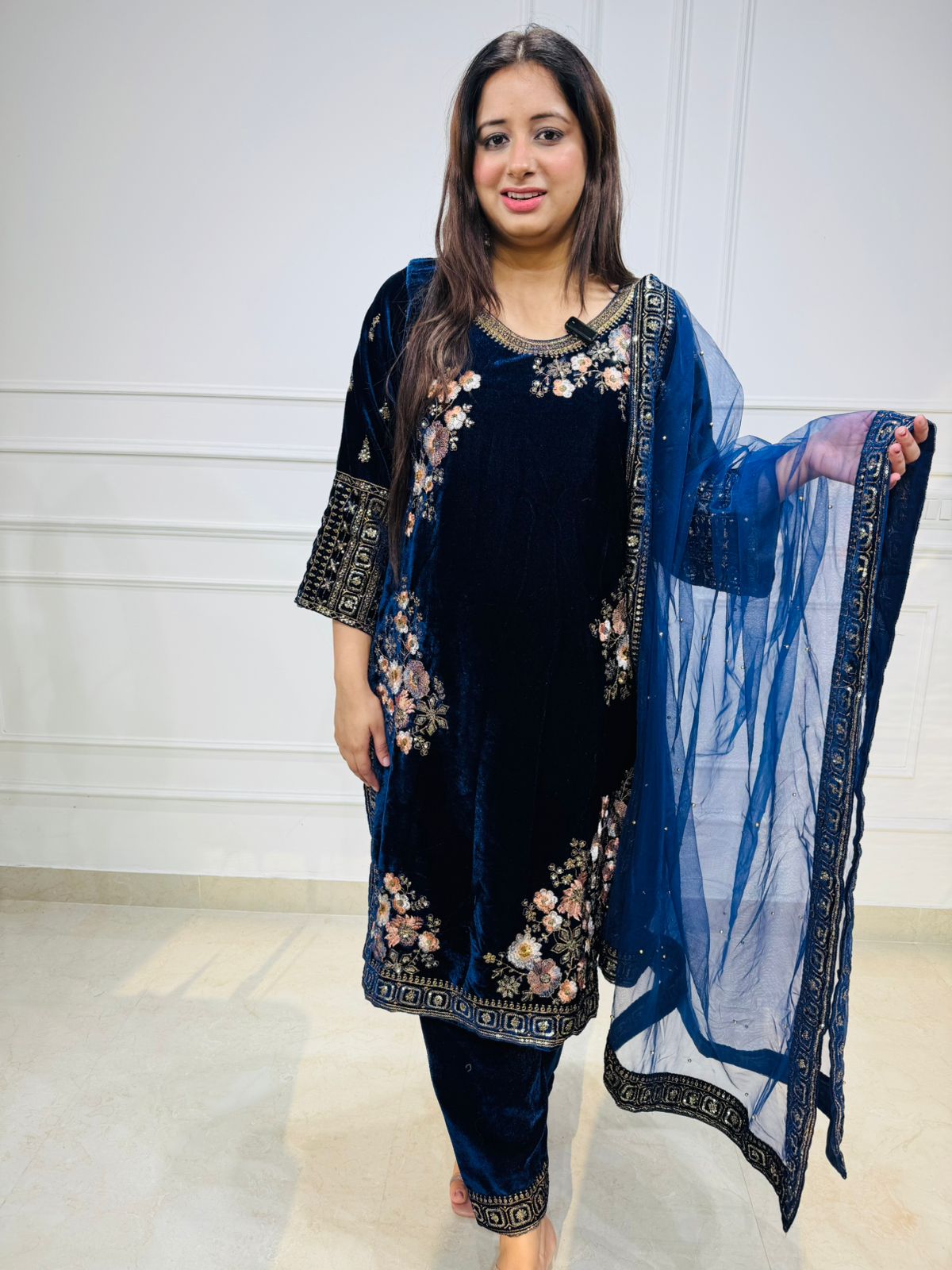 Velour | Midnight Velvet Floral Embroidered Suit