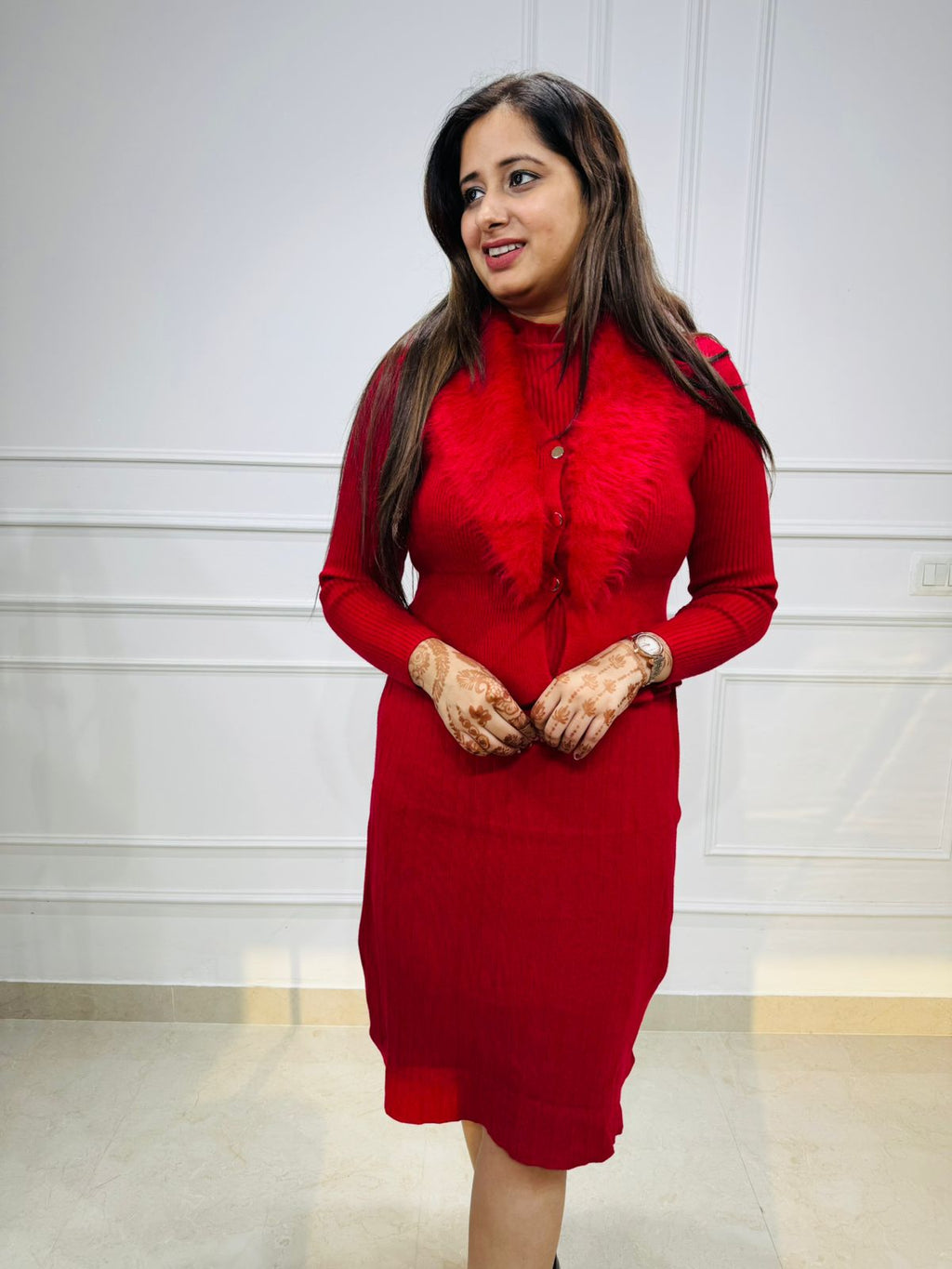 Ruby | Faux Fur Knit Dress