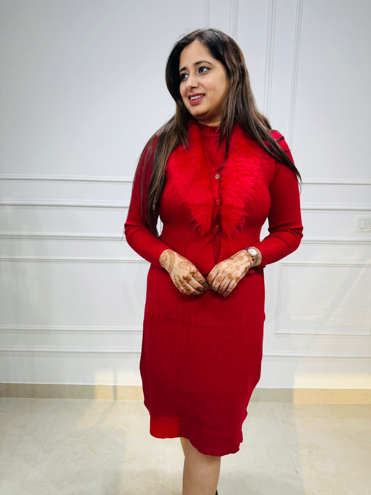 Ruby | Faux Fur Knit Dress