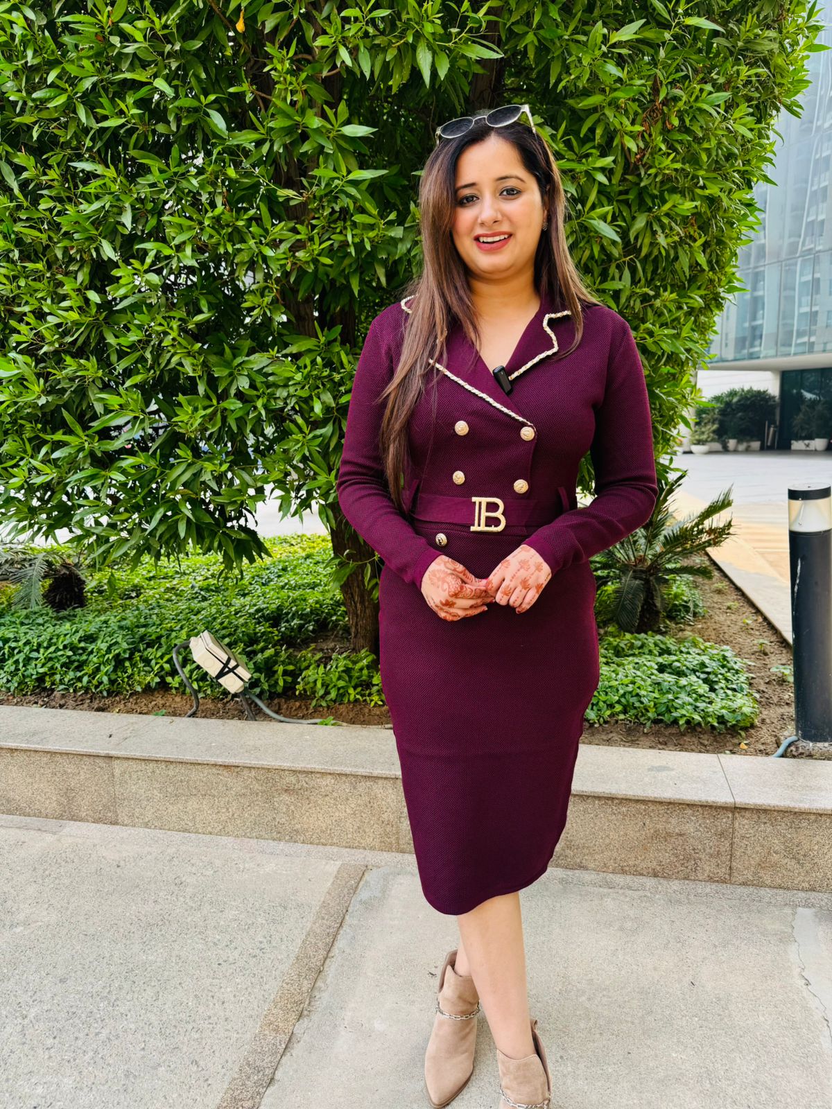 Plum | Double-Breasted Knit Dress