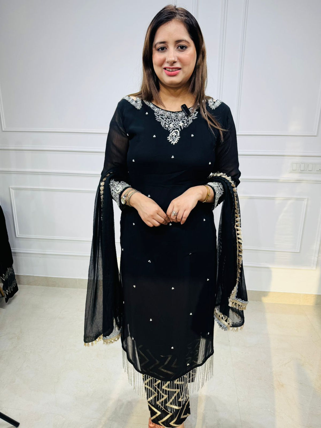 Noirora | Black Embellished Straight Kurta Set