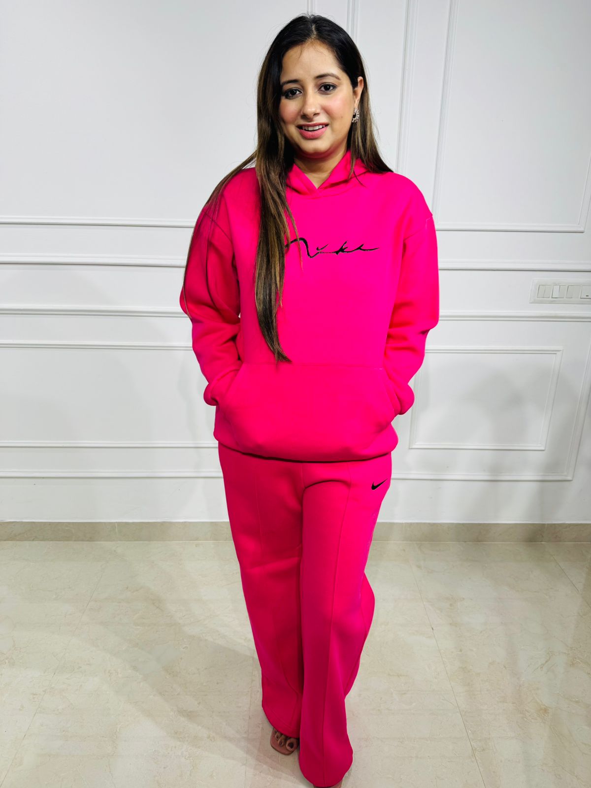 Fuchsia | Hot Pink Oversized Hoodie Tracksuit Coord Set