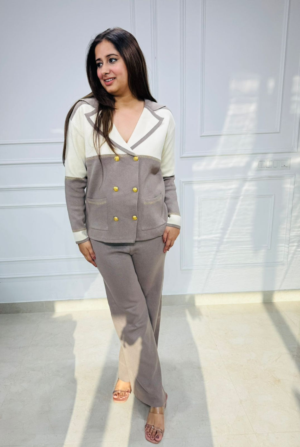 Biscotti | Colorblock Gold-Button Knit Coord Set