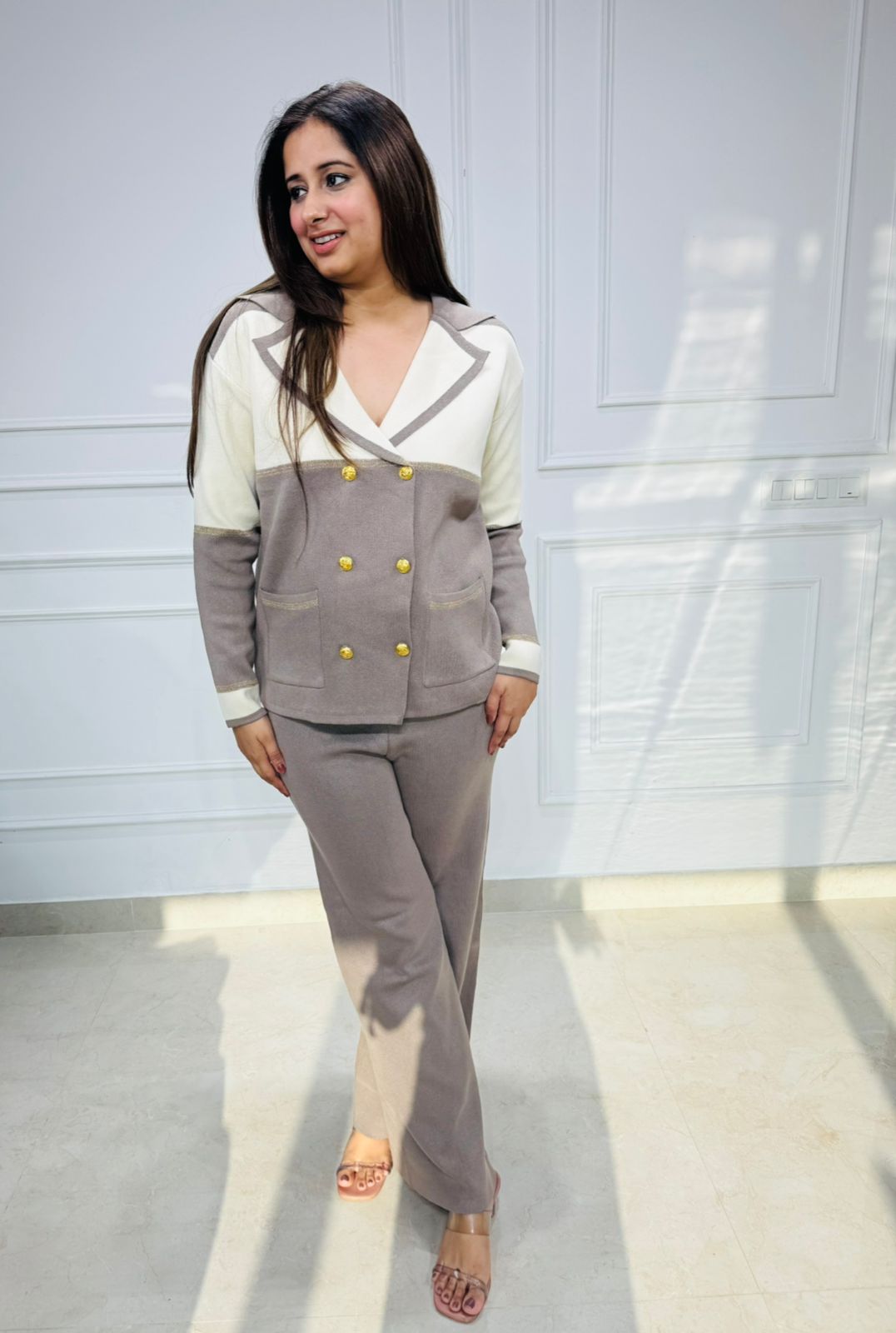 Biscotti | Colorblock Gold-Button Knit Coord Set