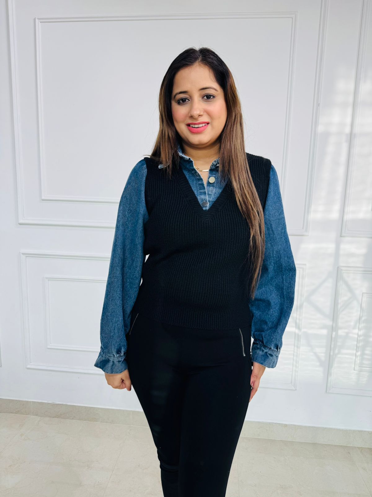 Inkwell Layered Knit Vest Shirt