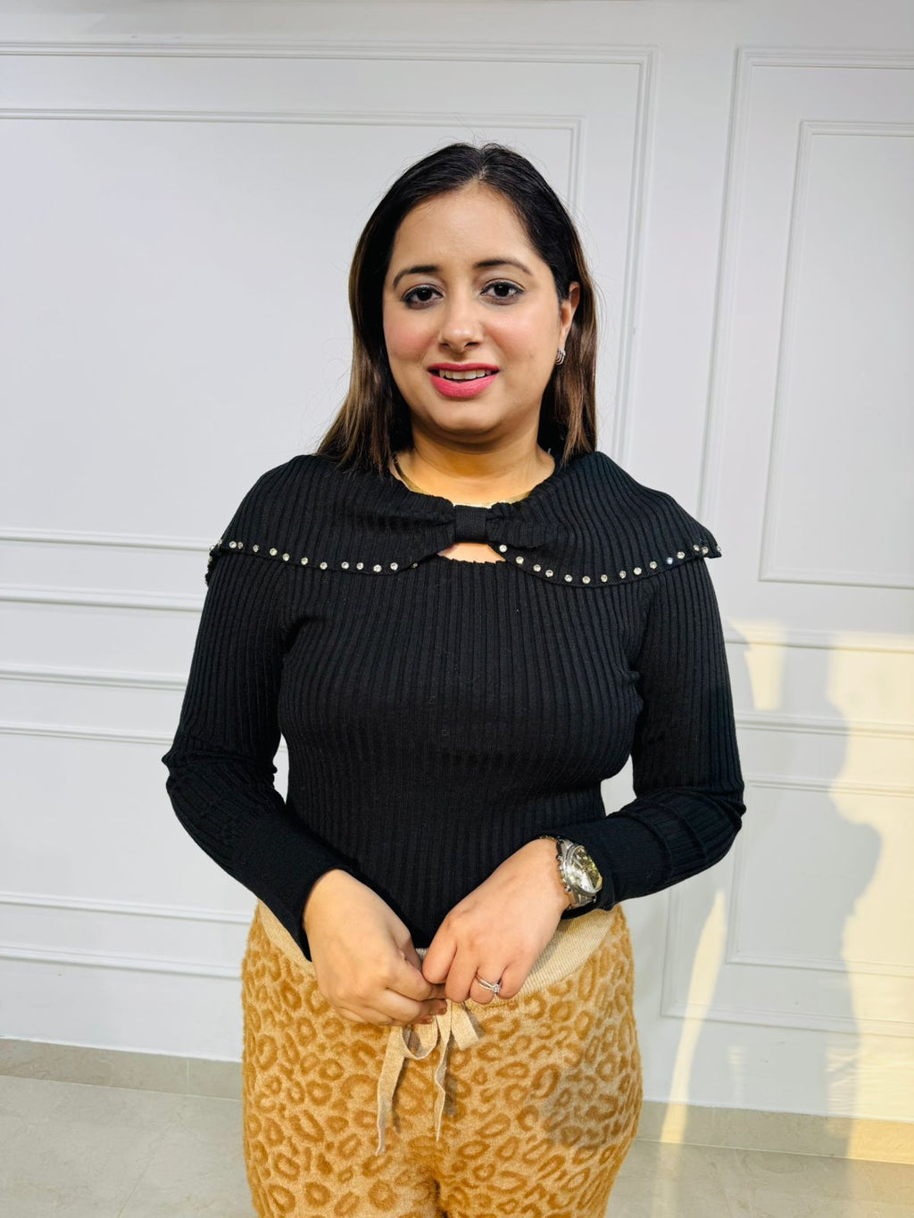 Noiro | Halo Pearl-Kissed Ribbed Top