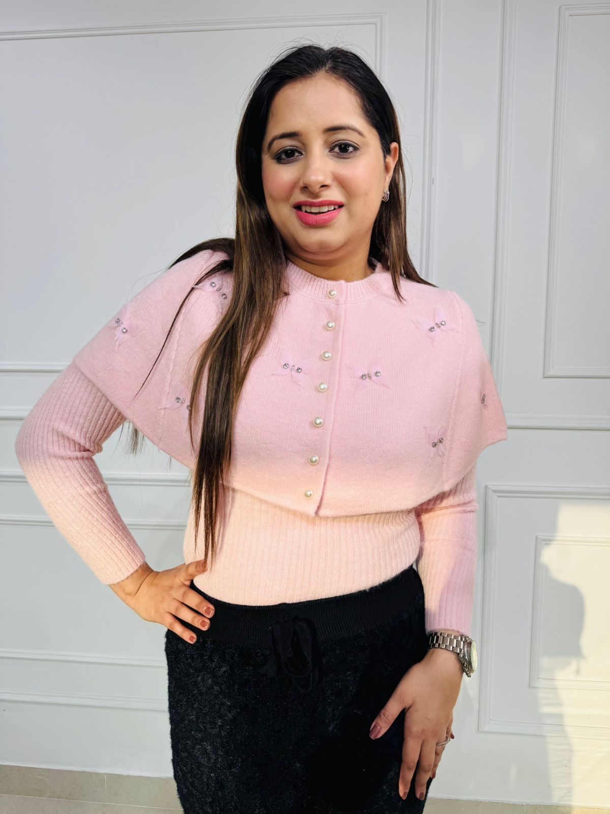 Blush | Petal Cape Sweater