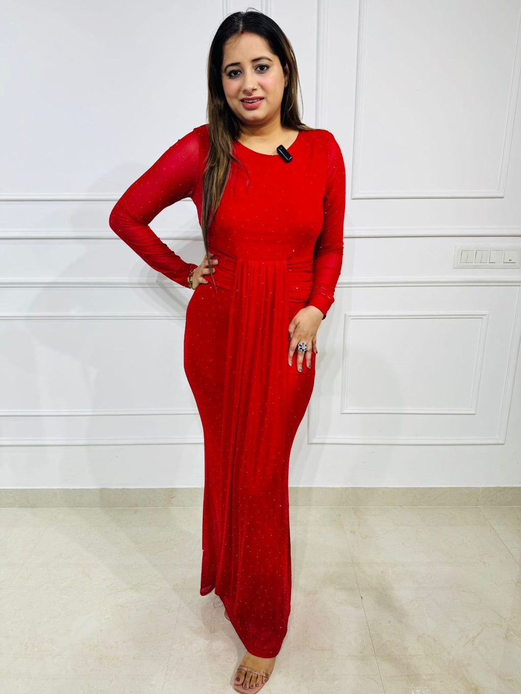 Velvet Ruby Drape Bodycon Gown