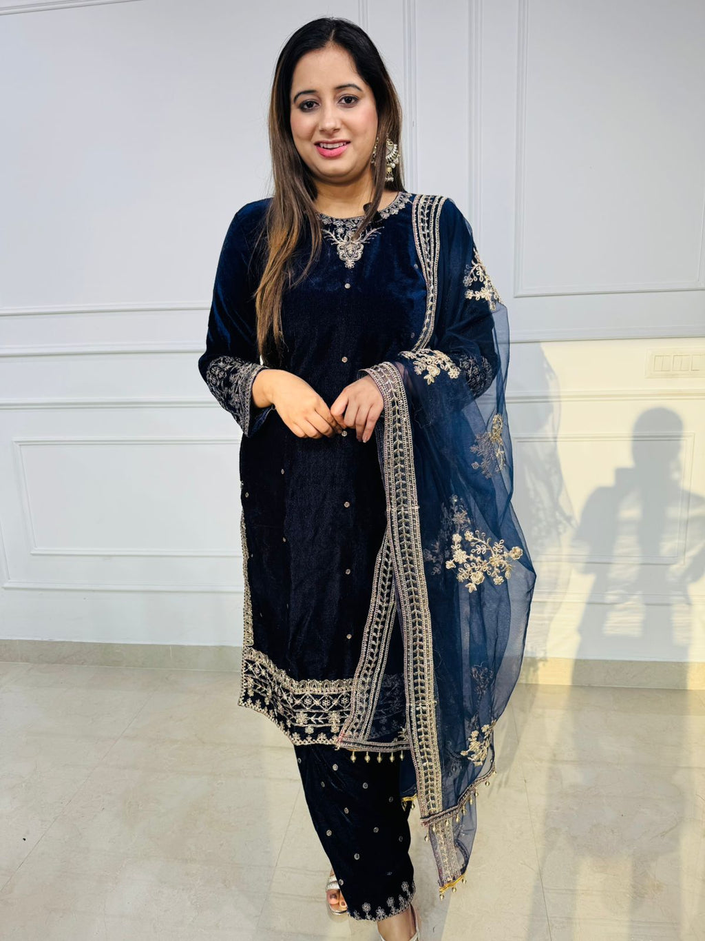 Amorie | Heavy Work Kurta with Net Dupatta & Pants