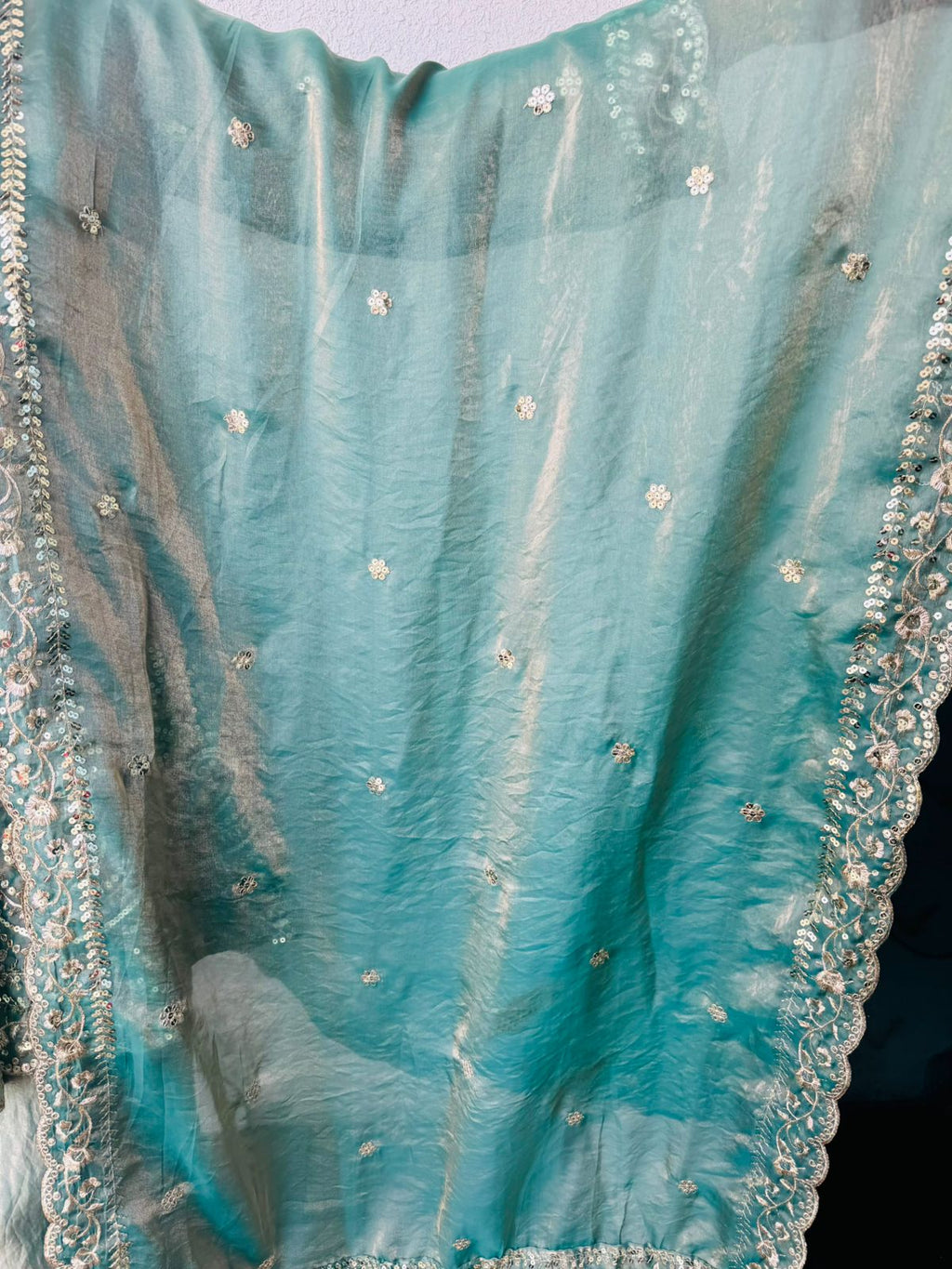 Vaelis | Emerald Green Organza Peplum Sharara Set with Heavy Sequin Zari Embroidery and Dupatta for Wedding & Festive Wear