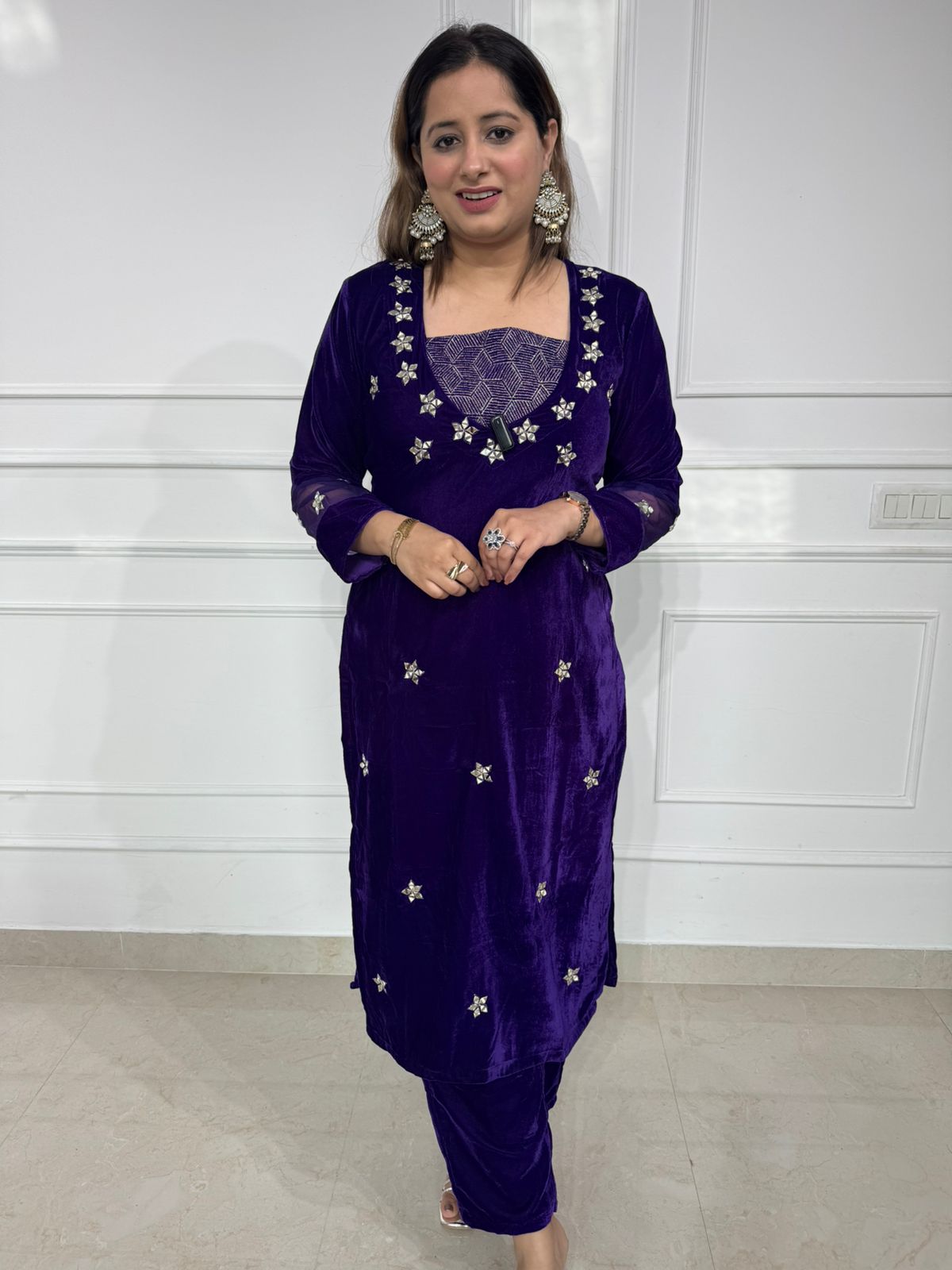 Starvel | Royal Purple Velvet Star Suit Set