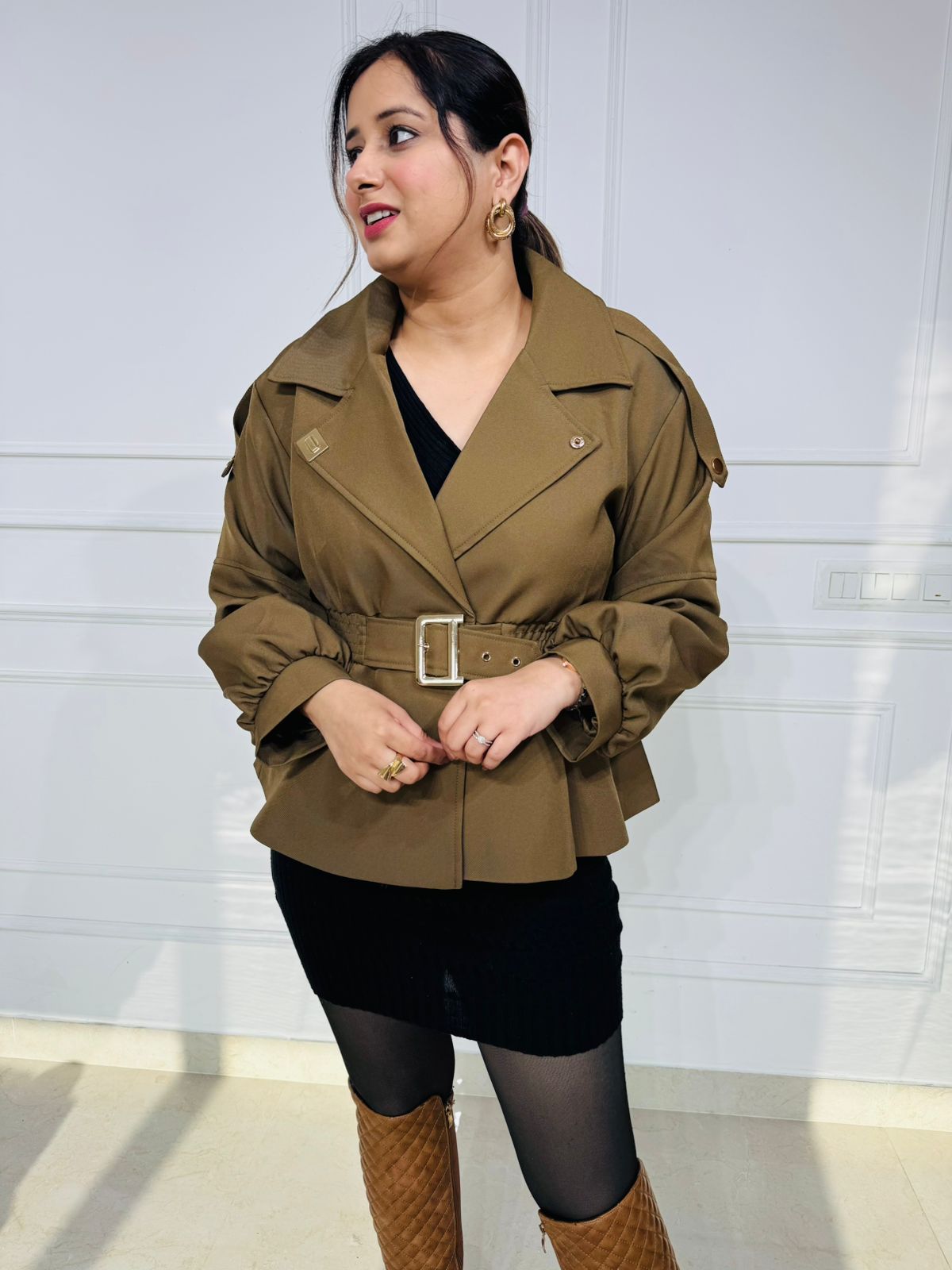 Olive | Belted Trench Co-ord