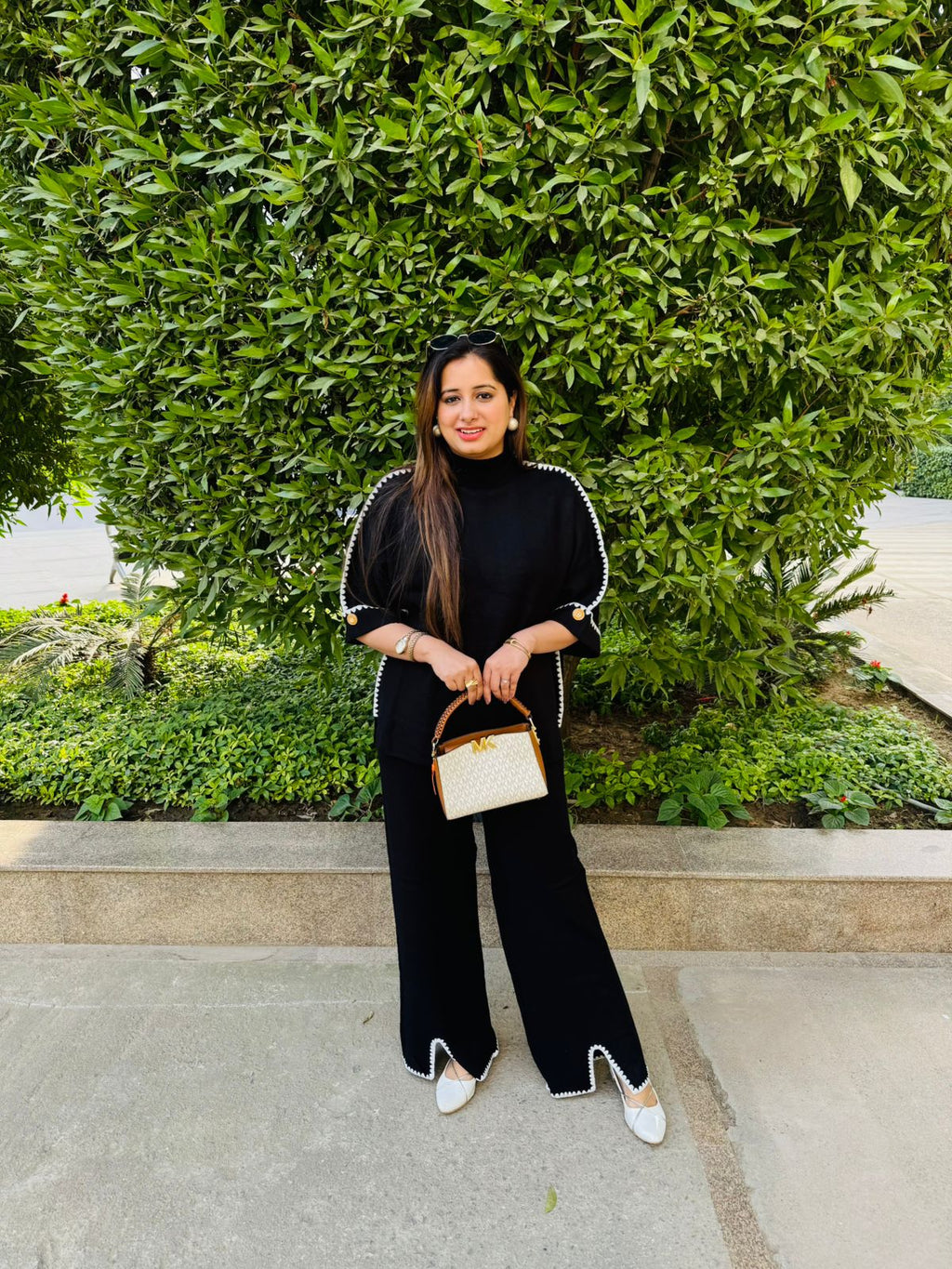 Lunarix | Black Woollen Cape Co‑Ord Set