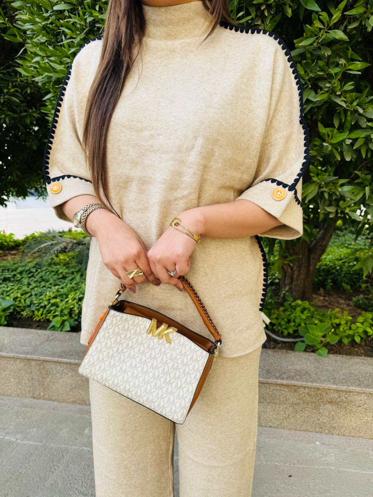 Blazeon | Beige Woollen Cape Co‑Ord Set