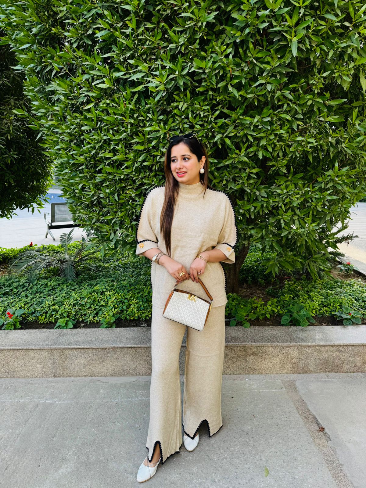 Blazeon | Beige Woollen Cape Co‑Ord Set