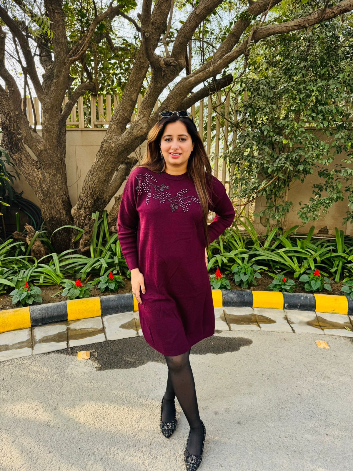 Myrae | Wine Woollen Sweater Dress