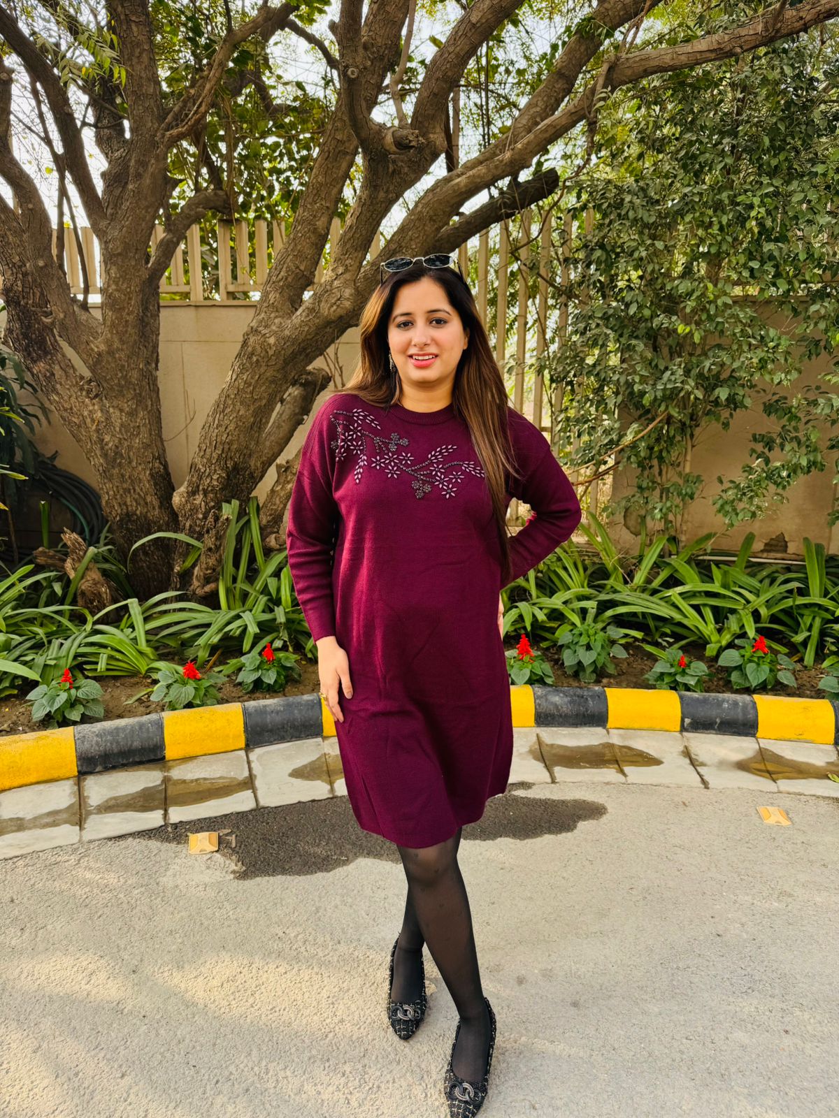 Myrae | Wine Woollen Sweater Dress