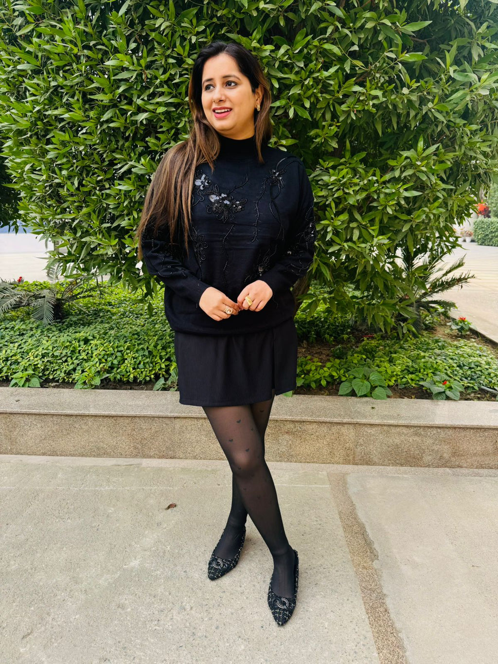 Noirbloom | Bloom High-Neck Beaded Floral TOP