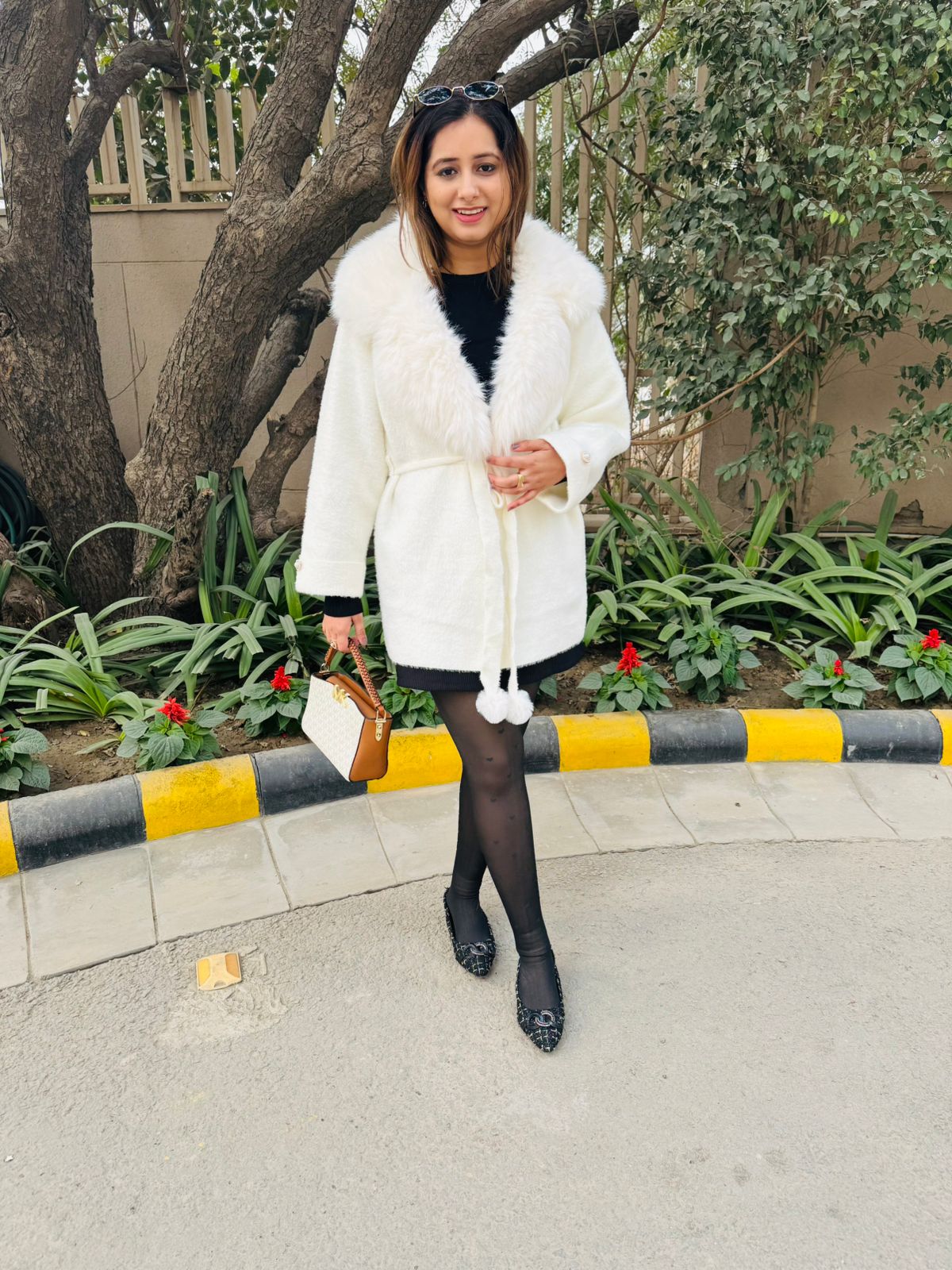 Snowdrift | Faux Fur Collar Tie-Waist Jacket