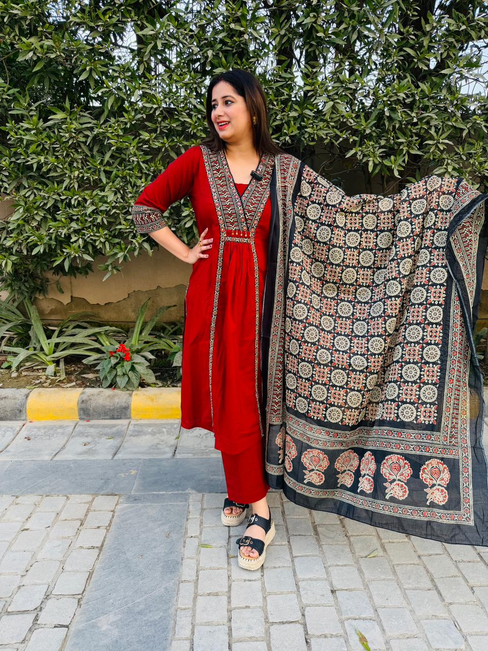Riva | Ajrakh-Inspired Kurta Set with Dupatta