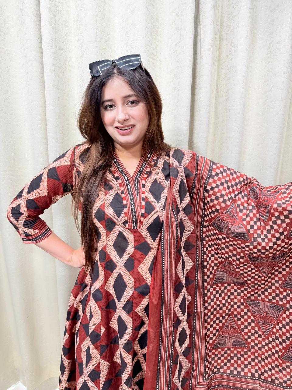 ELARA | Printed Suit Set with Coordinated Bottom & Dupatta