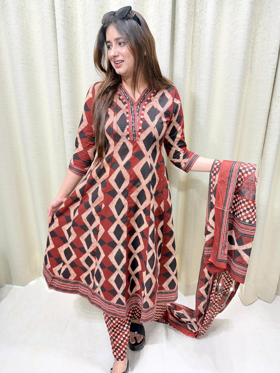 ELARA | Printed Suit Set with Coordinated Bottom & Dupatta