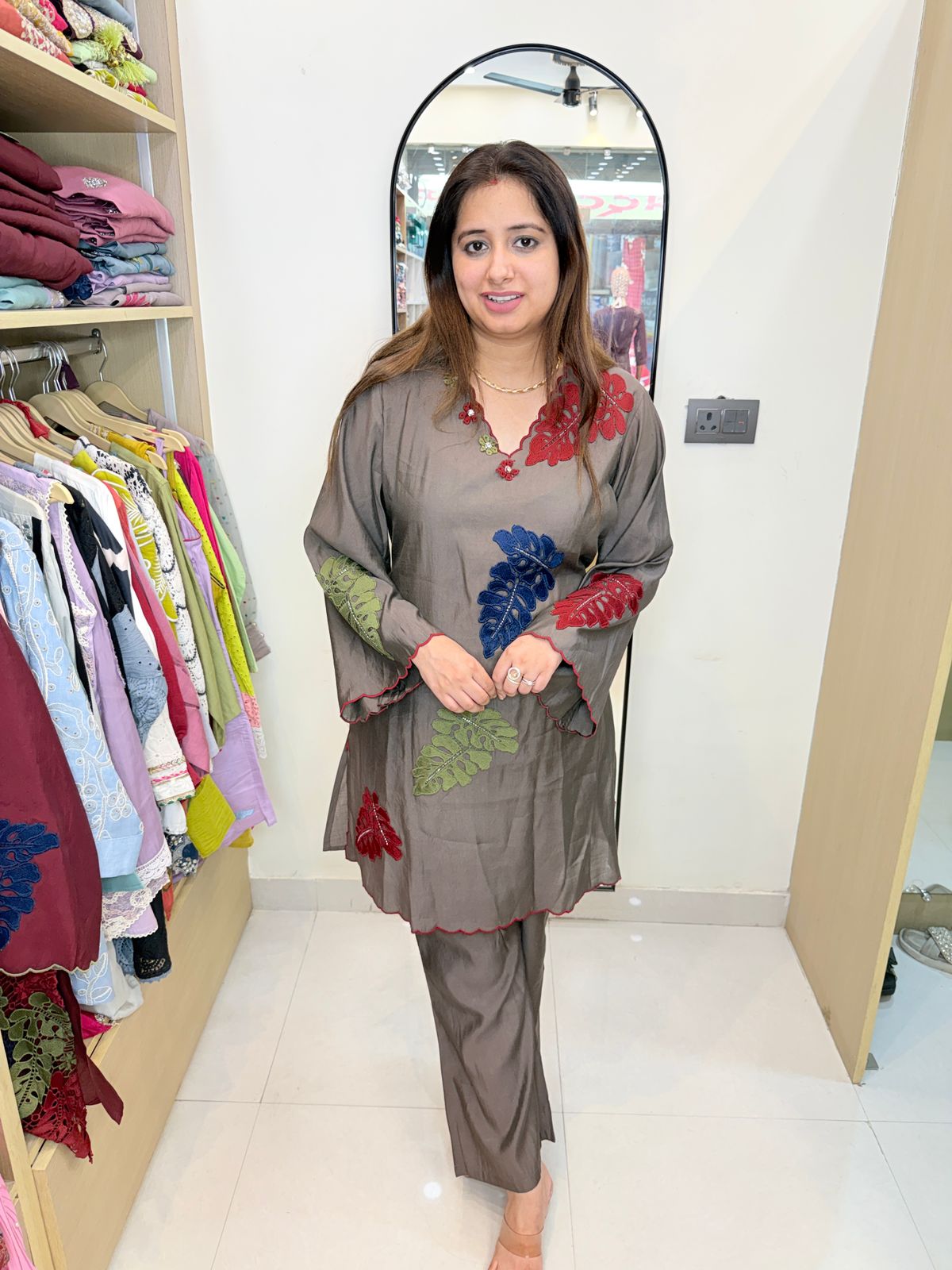 Rangrez | Co-ord Set | Premium Cotton | Artistic Leaf Embroidery