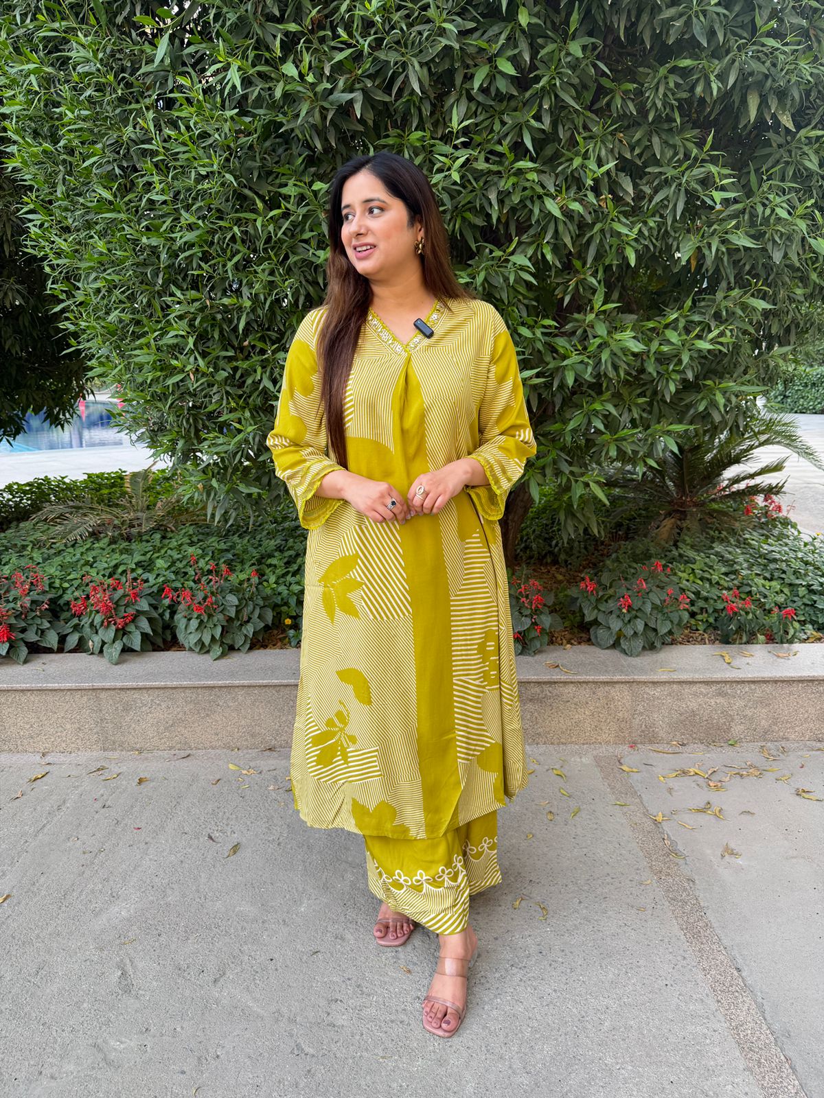 Aaranya | Mustard Printed Kurta Palazzo Set