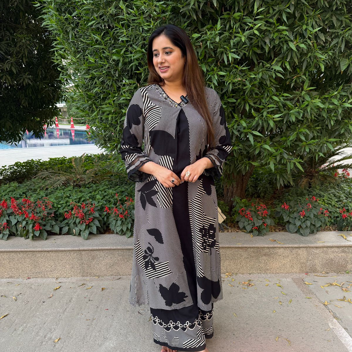 Kaashvi | Black Printed Kurta Palazzo Set