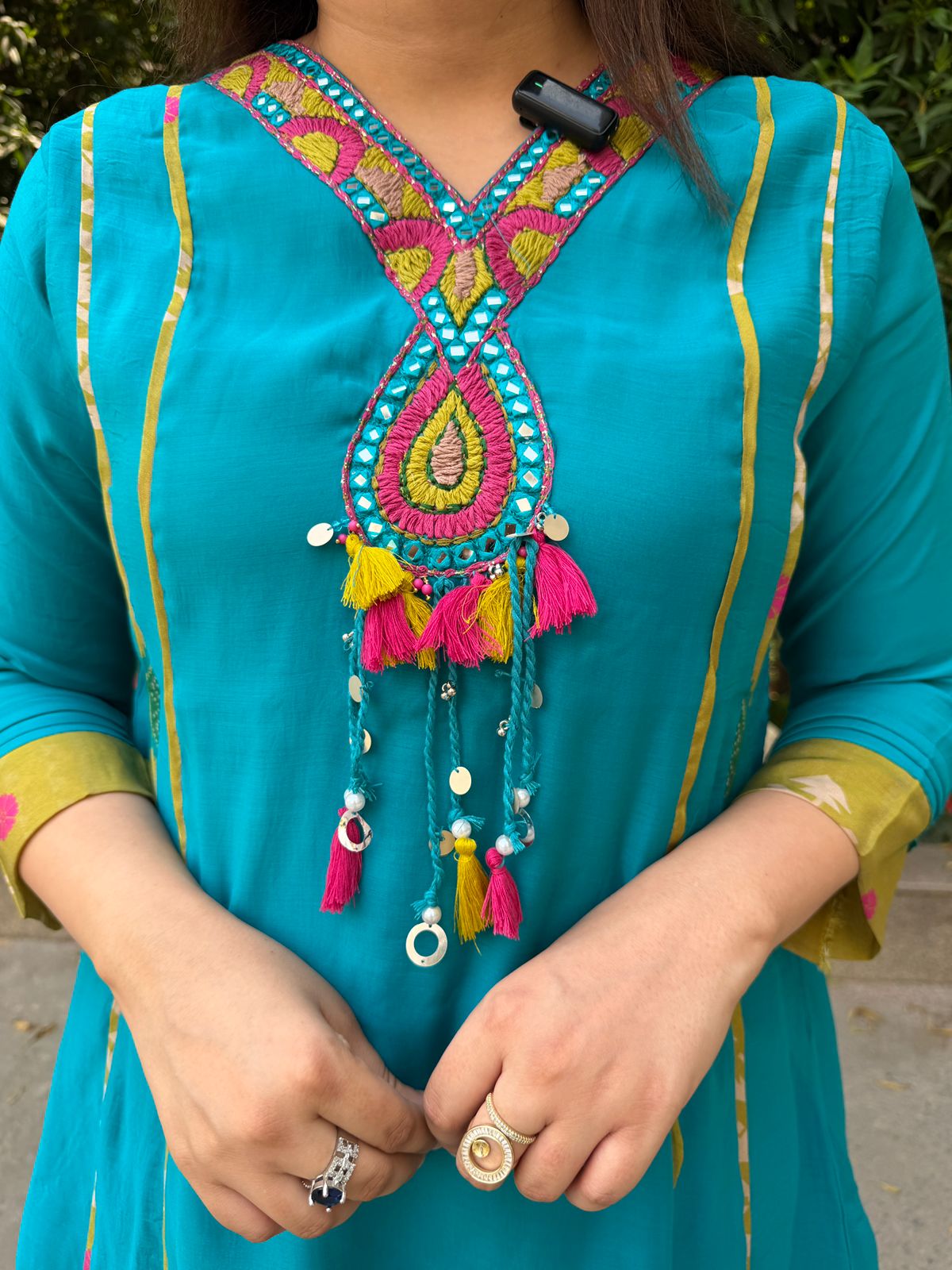 Tarisha | Teal Embroidered Kurta Sharara Set