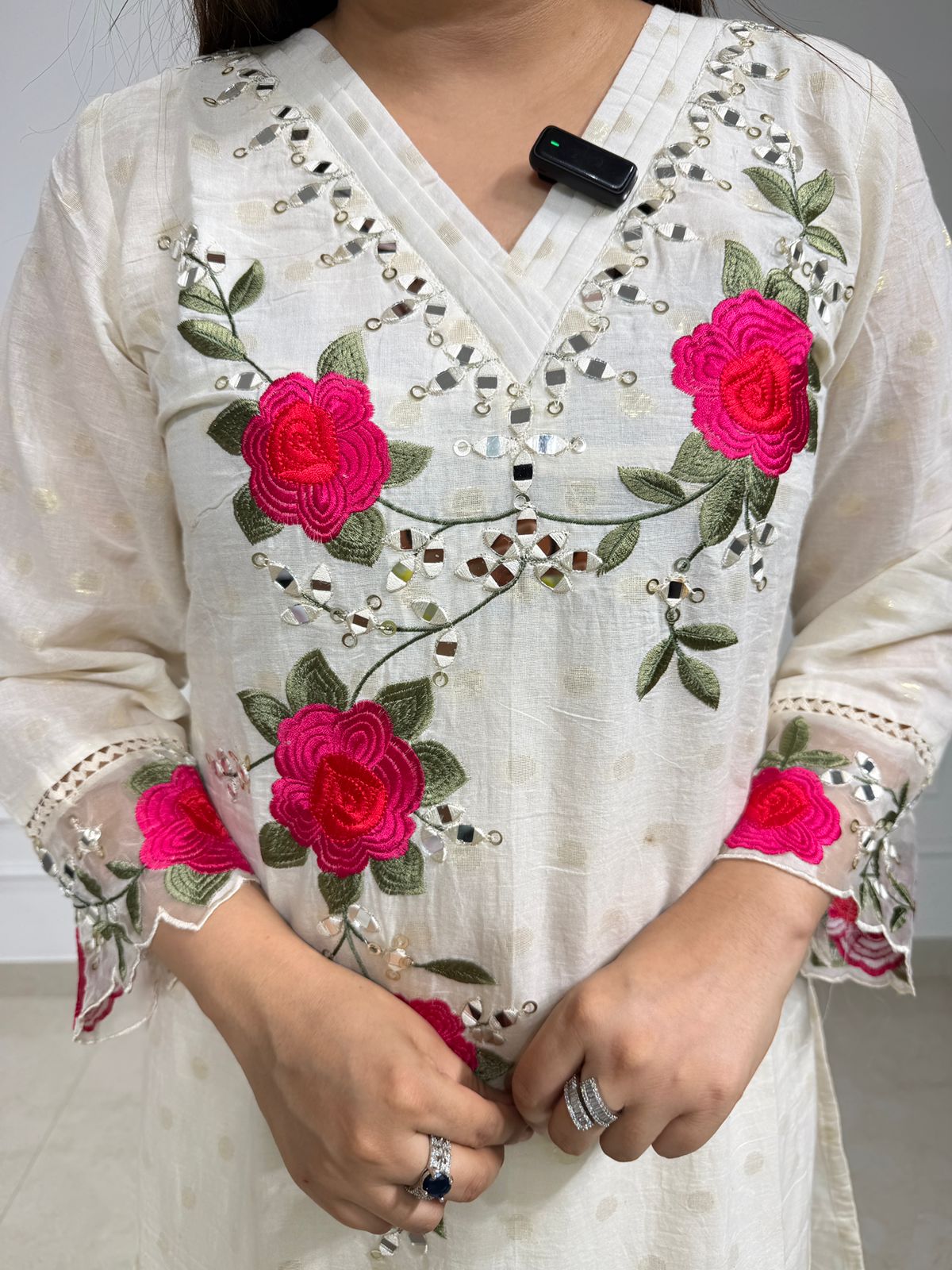 Gulbahar 🌹 | Ivory Floral Embroidered Kurta Set with Dupatta