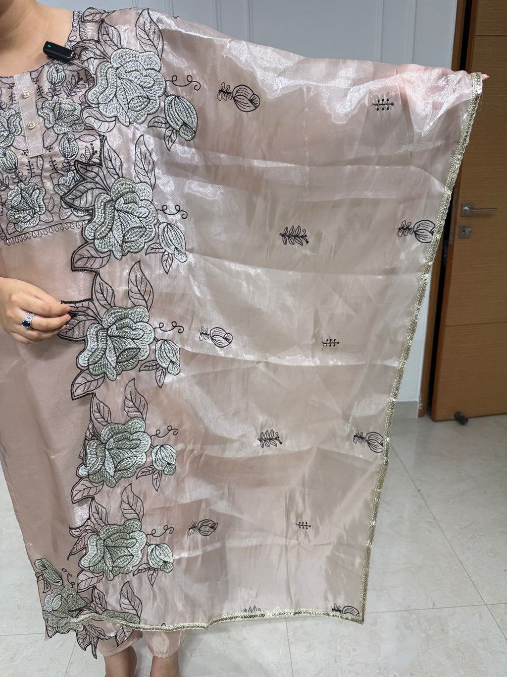 Elara ✨ | Beige Floral Embroidered Kurta Set with Dupatta