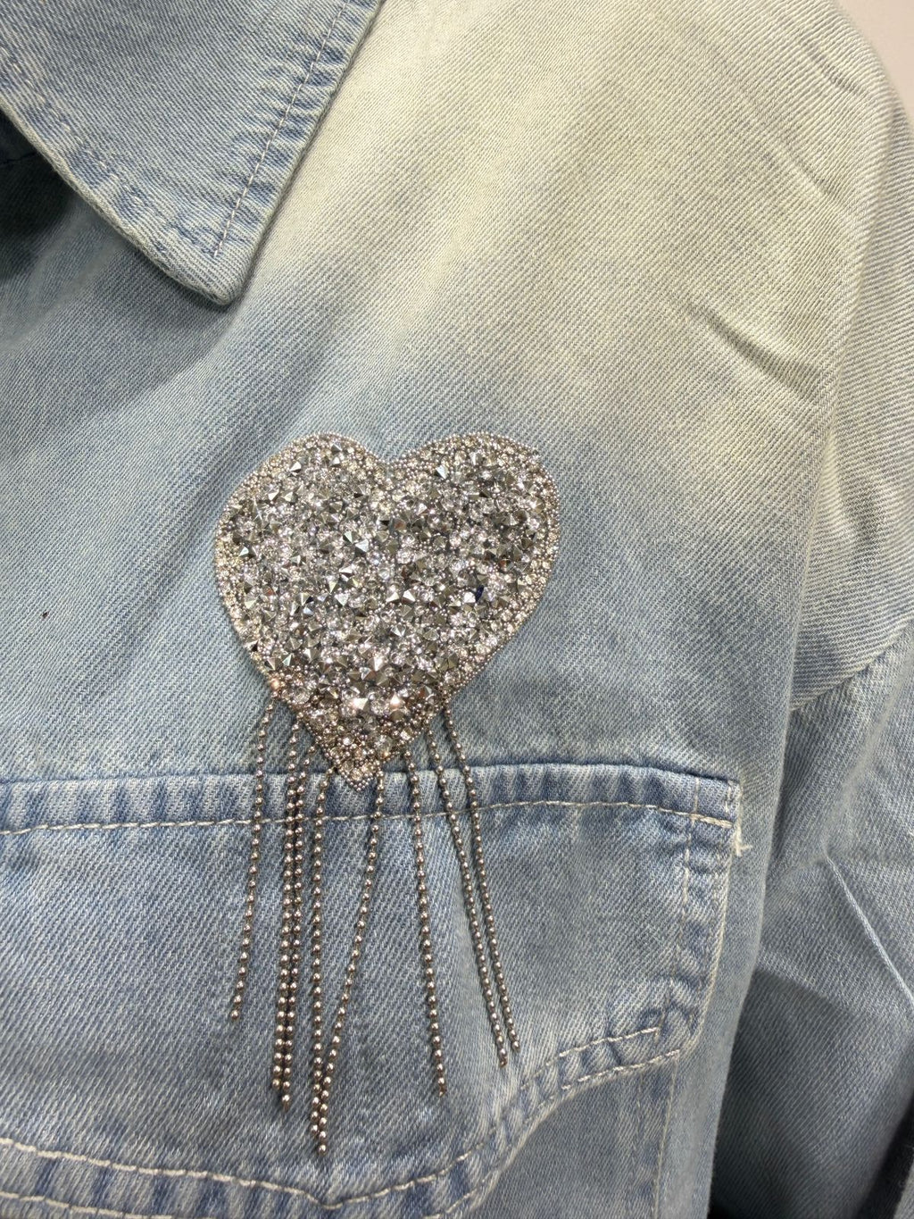 Avelyn | Denim Heart Embellished Shirt 💙✨