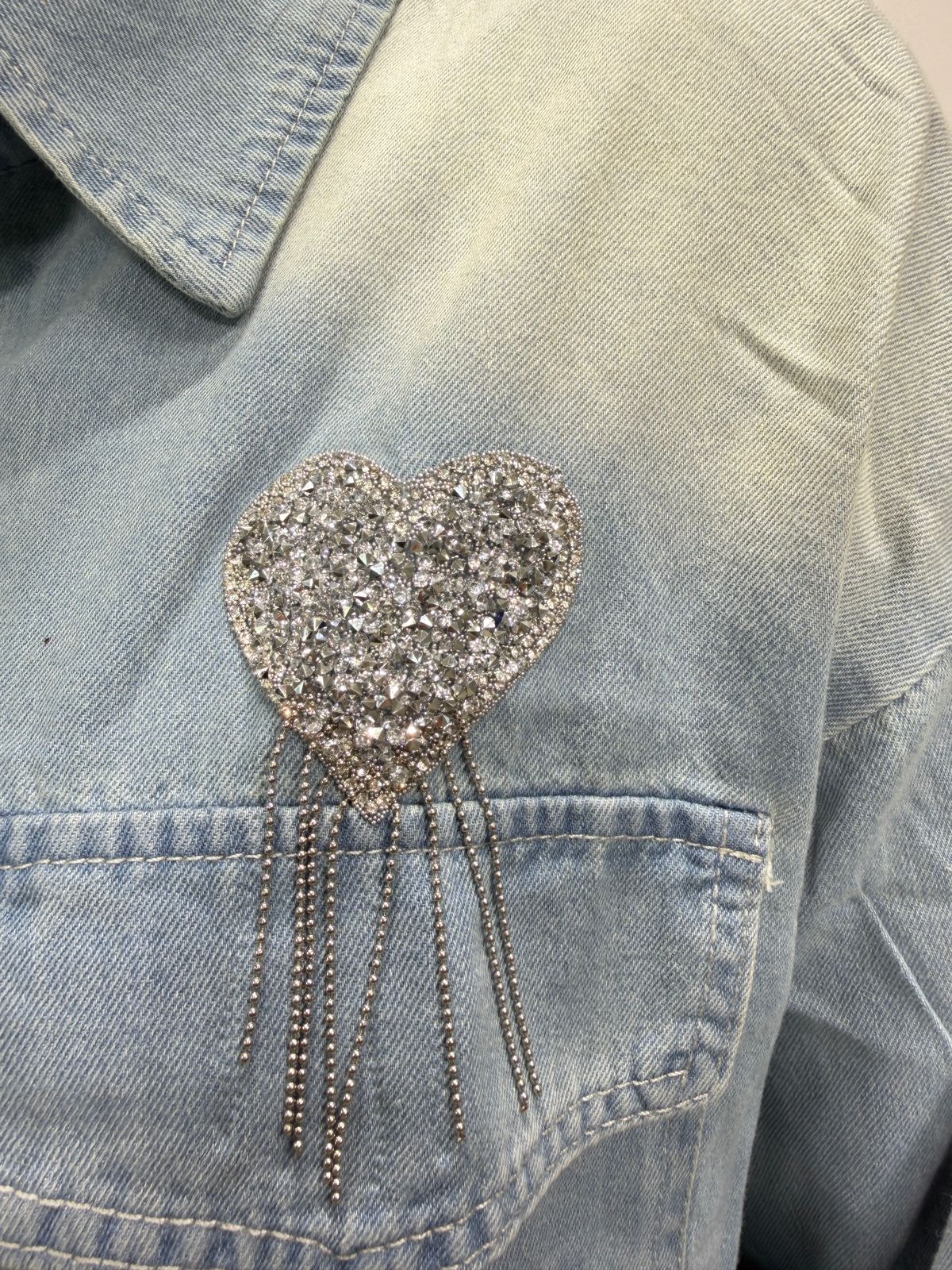 Avelyn | Denim Heart Embellished Shirt 💙✨