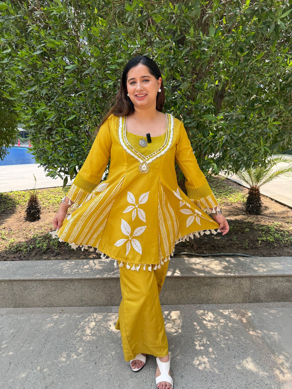 Sunheri | Mustard Embroidered Kurta Pant Set with Dupatta