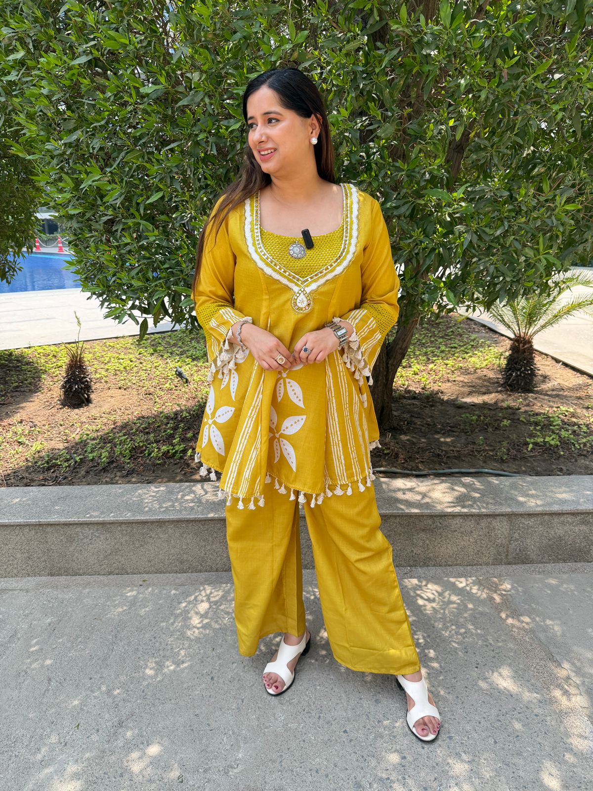 Sunheri | Mustard Embroidered Kurta Pant Set with Dupatta