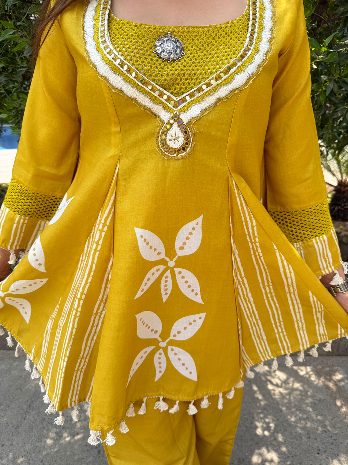 Sunheri | Mustard Embroidered Kurta Pant Set with Dupatta