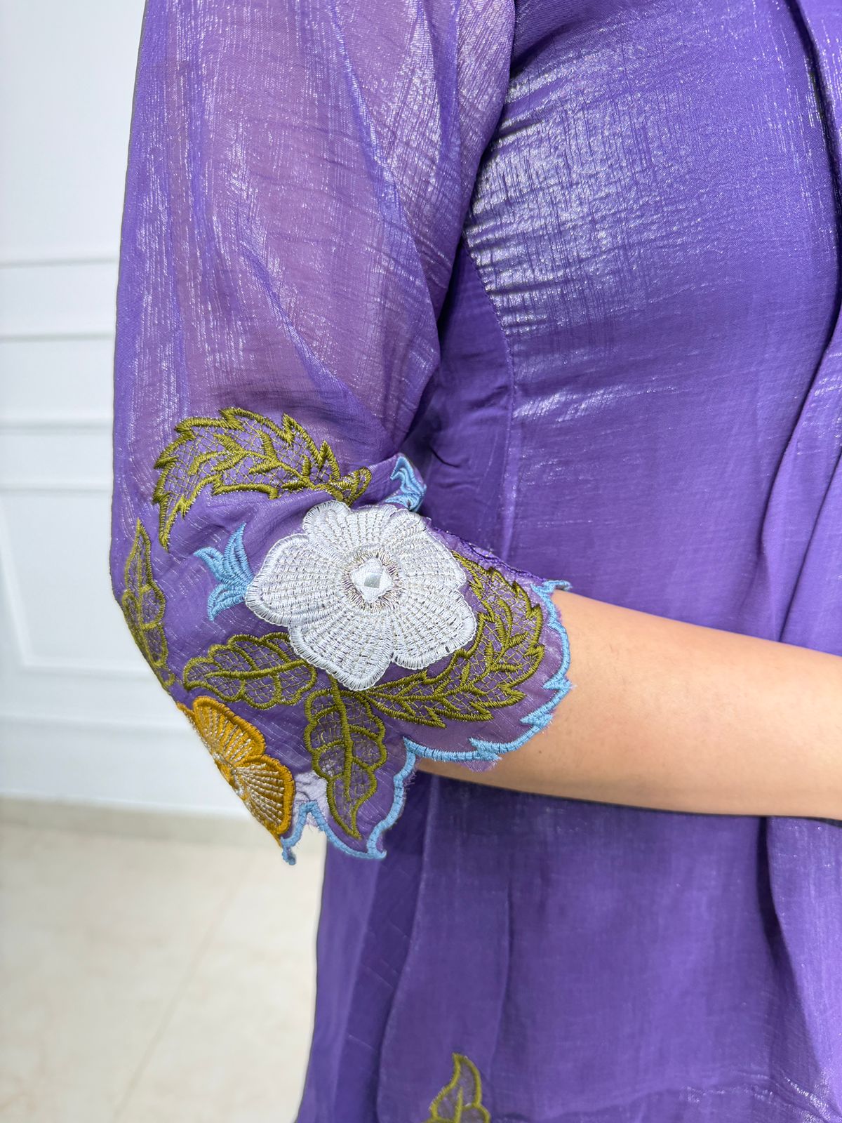 Virelle | Purple Embroidered Peplum Co-ord Set