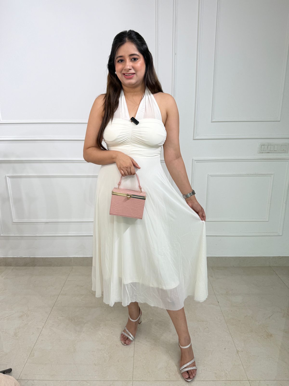 Roséline | Ruched Halter Midi Dress ✨