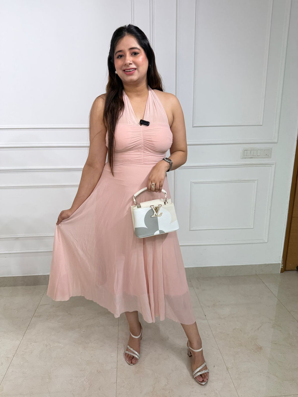 Roséline | Ruched Halter Midi Dress ✨