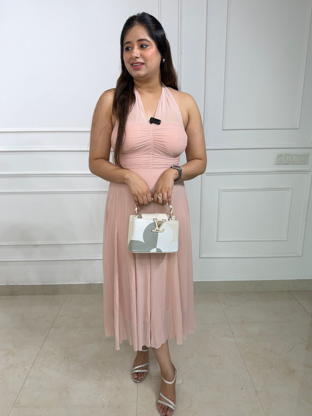 Roséline | Ruched Halter Midi Dress ✨