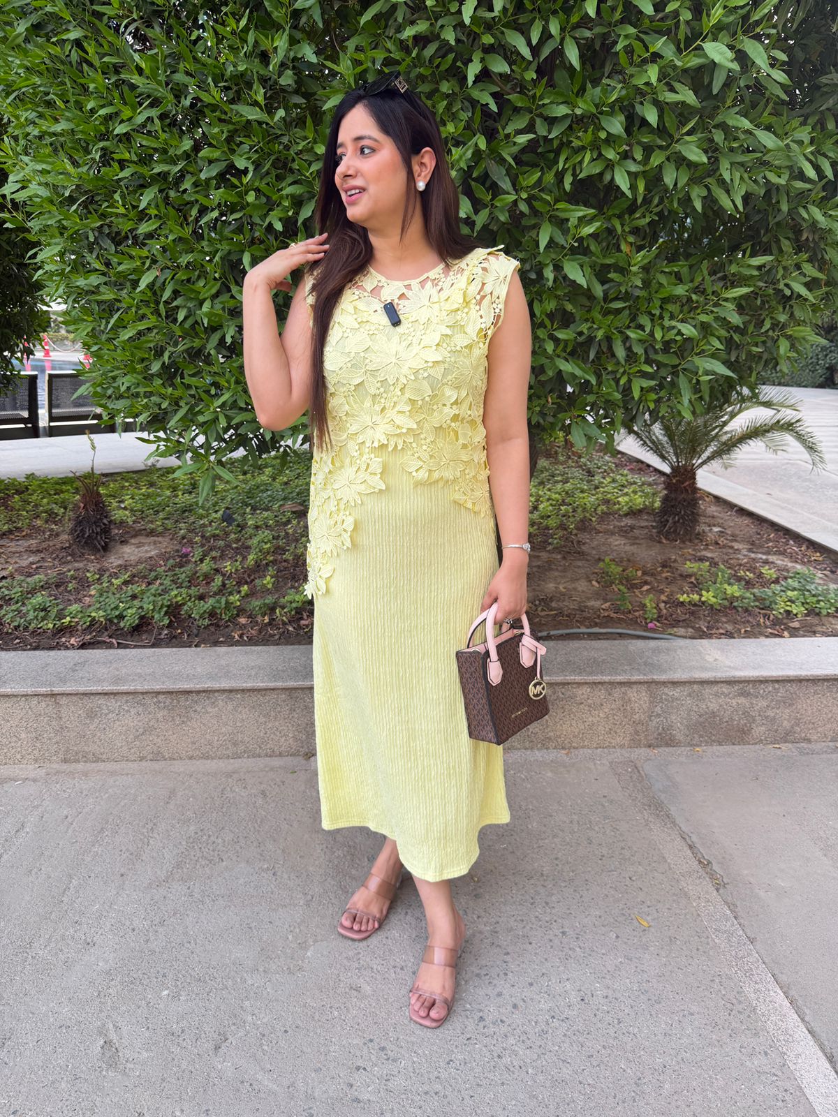 Soléa | Floral Lace Midi Dress