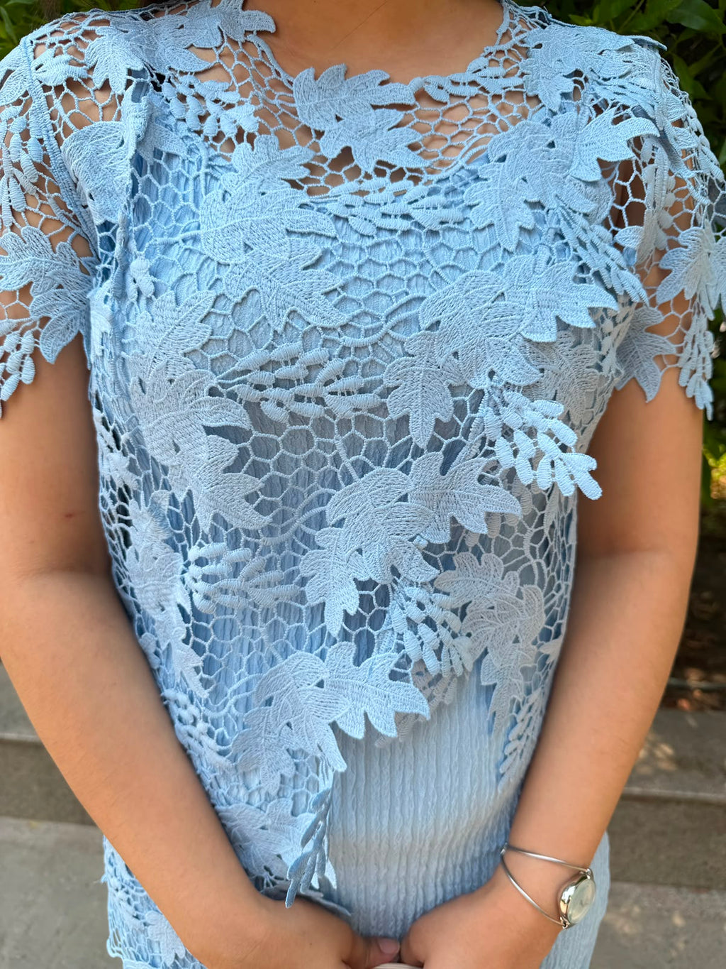 Neelima | Lace Overlay Midi Dress
