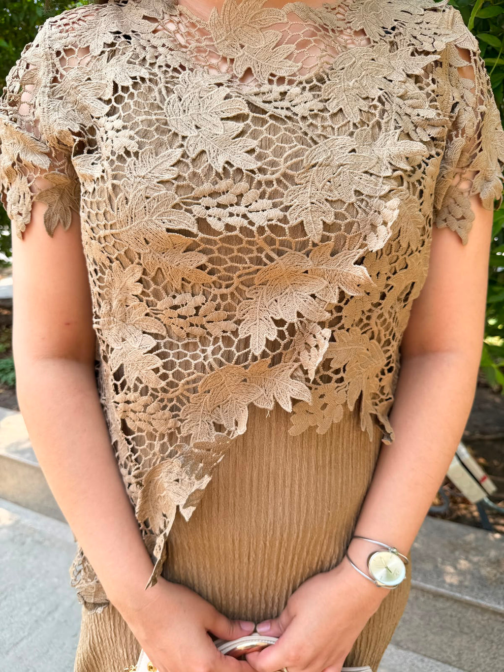 Neelima | Lace Overlay Midi Dress