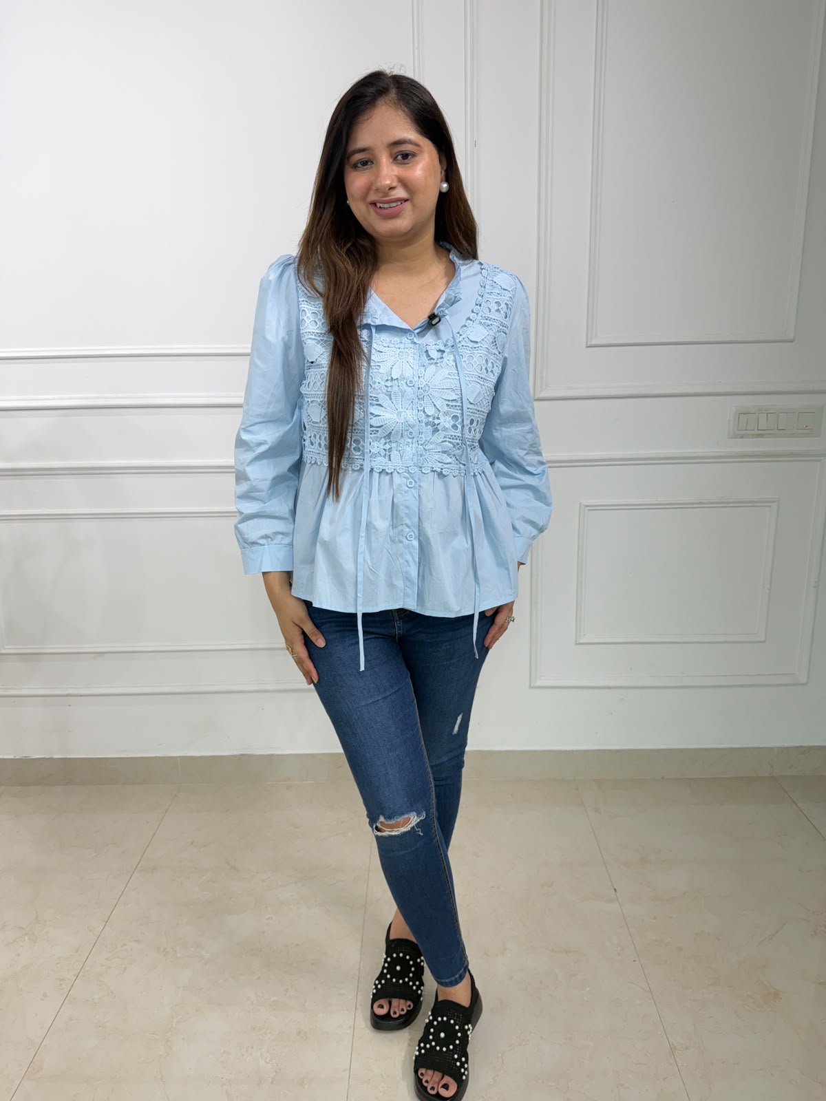 Vamika Lace Peplum Top | Detail Peplum Top for Women