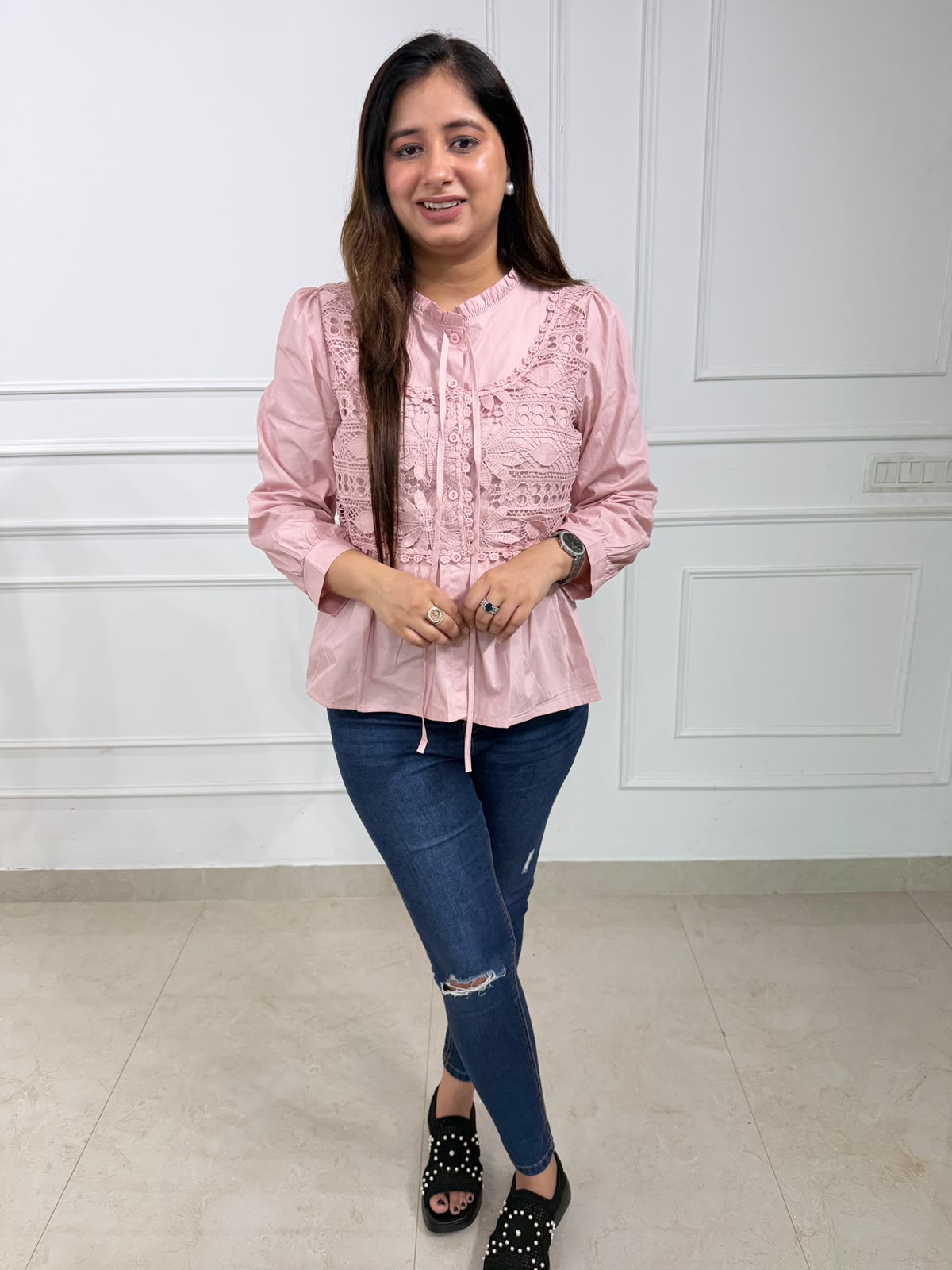Vamika Lace Peplum Top | Detail Peplum Top for Women