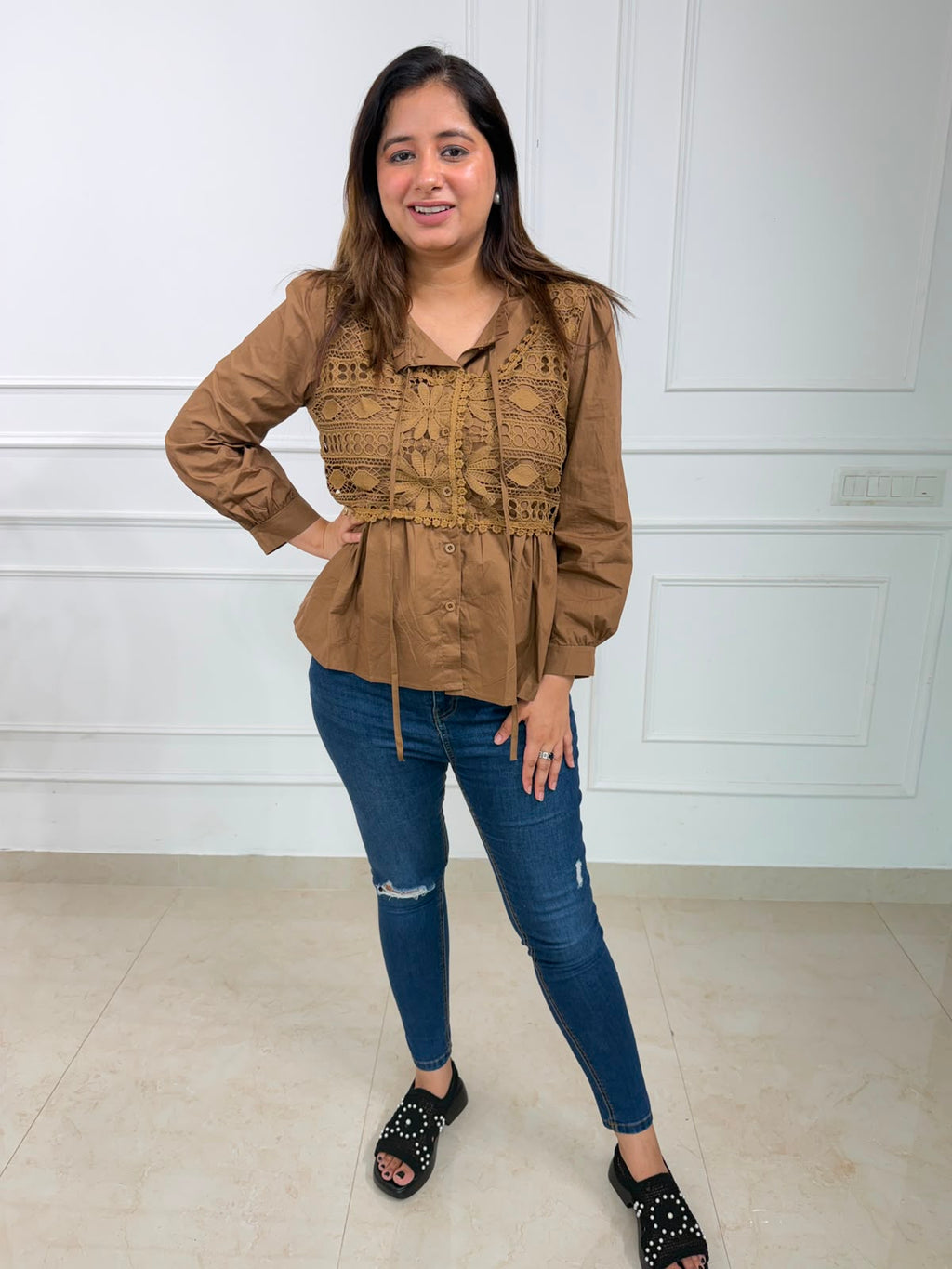 Vamika Lace Peplum Top | Detail Peplum Top for Women