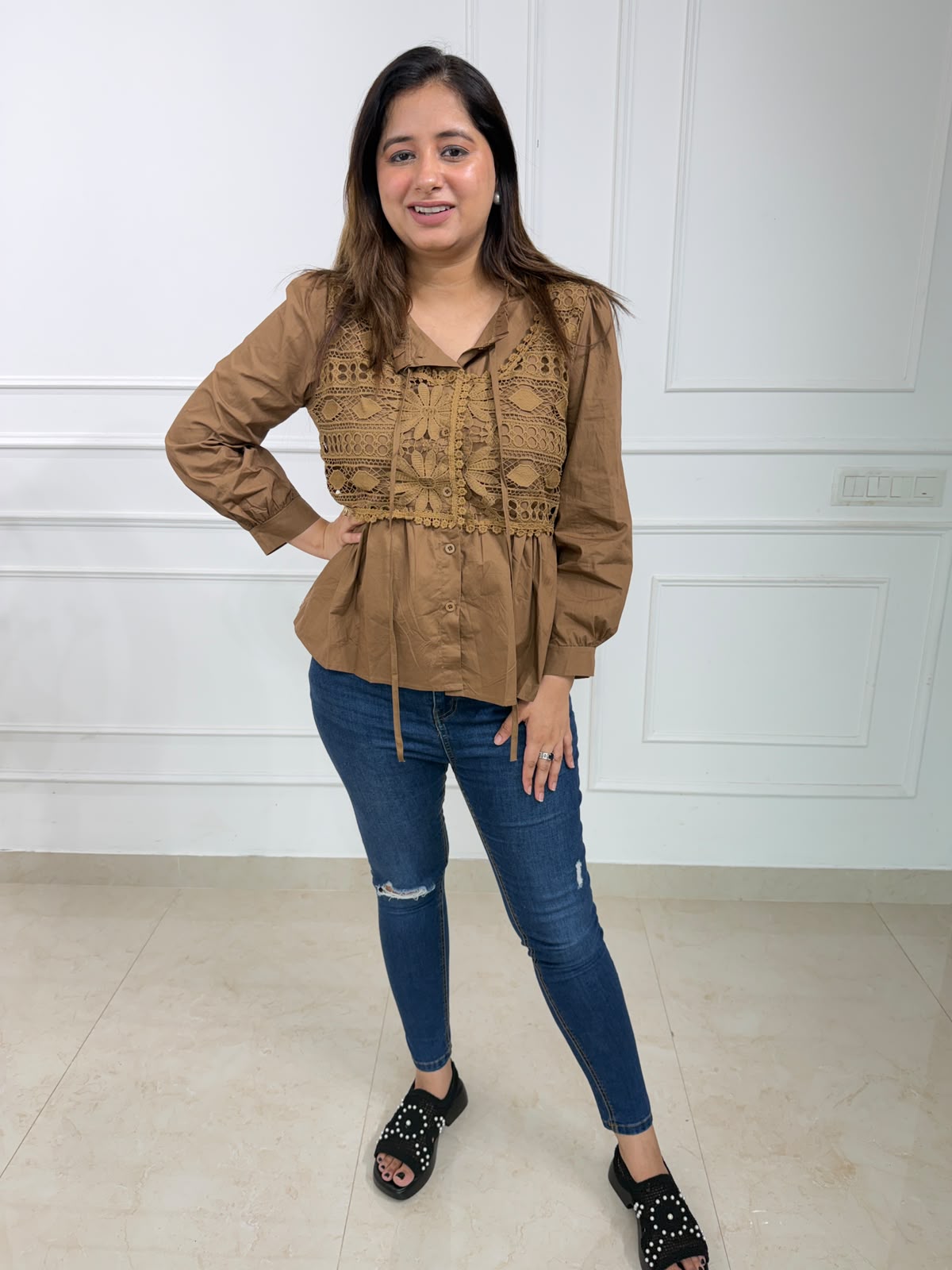 Vamika Lace Peplum Top | Detail Peplum Top for Women