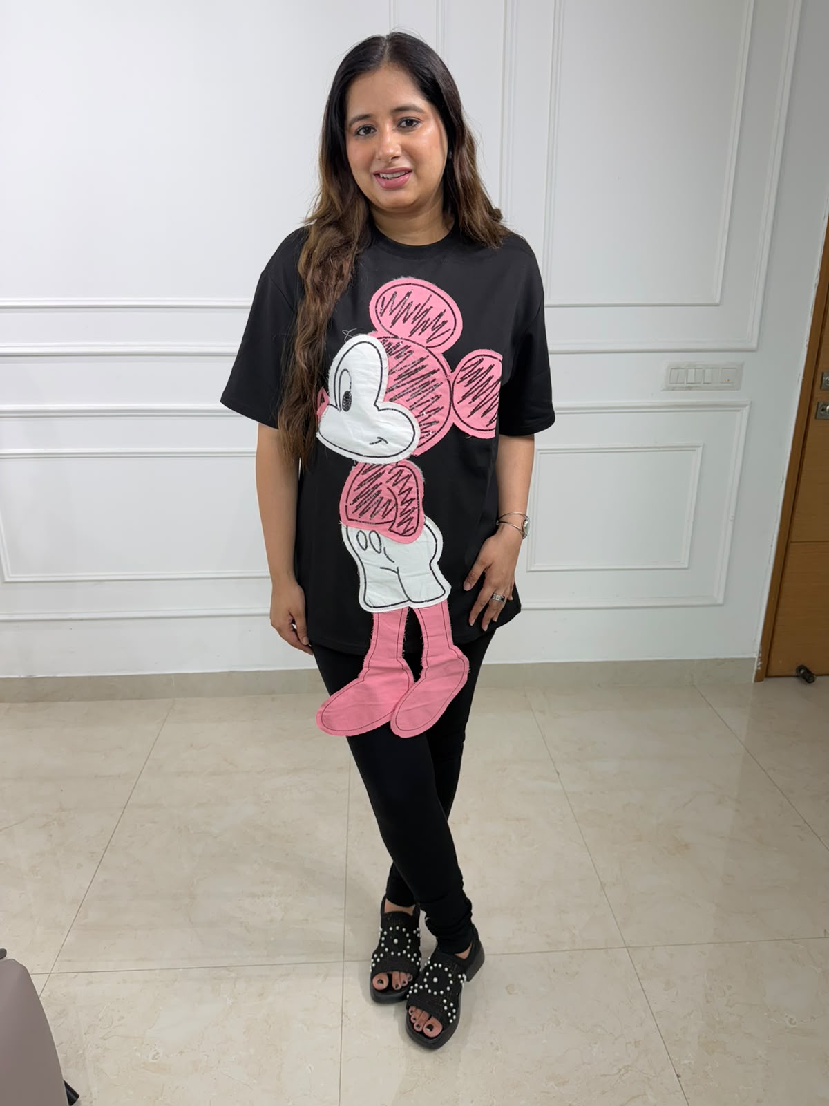 Misha | Oversized Character Graphic Cotton T-Shirt for Women